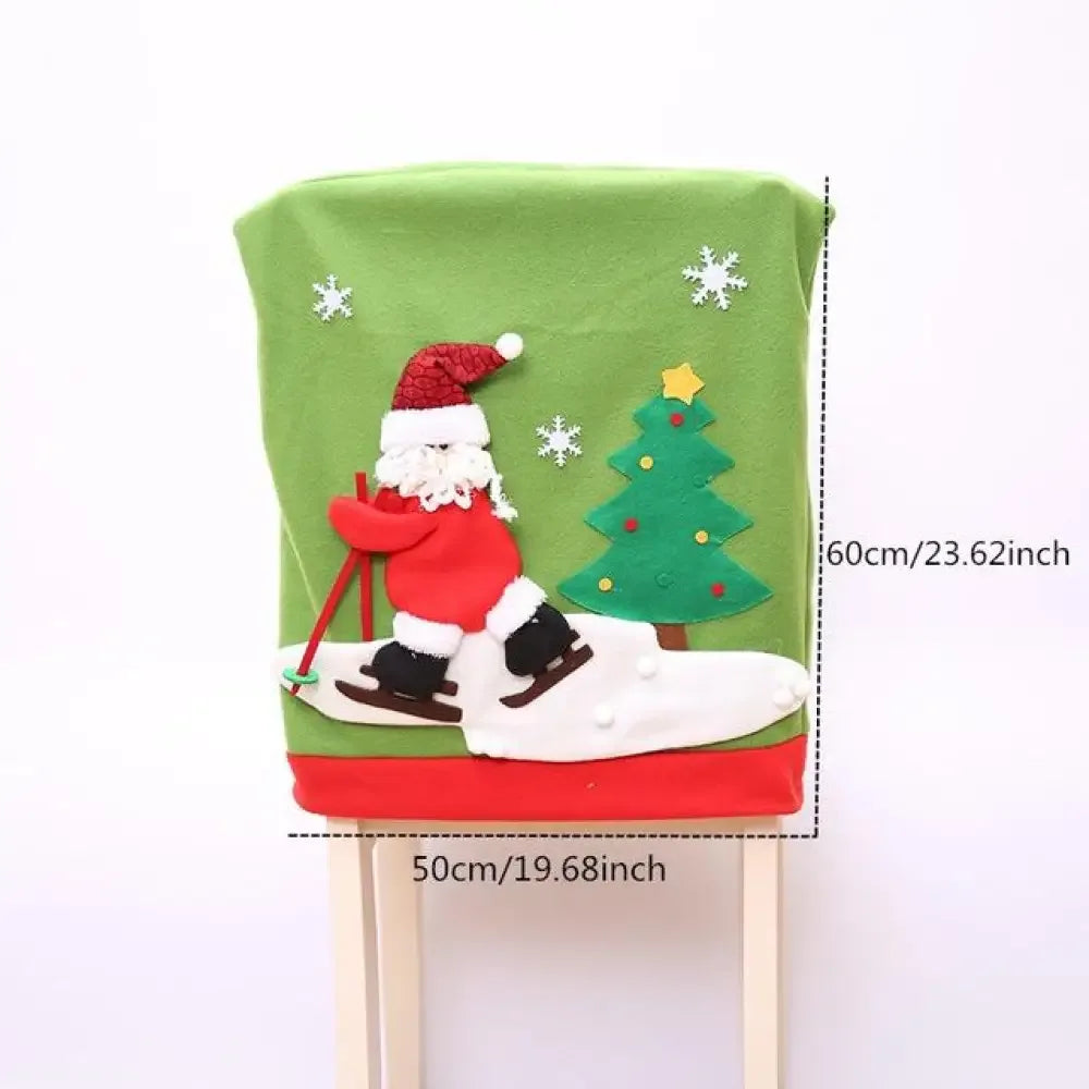 Christmas Chair Covers - skiing santa claus