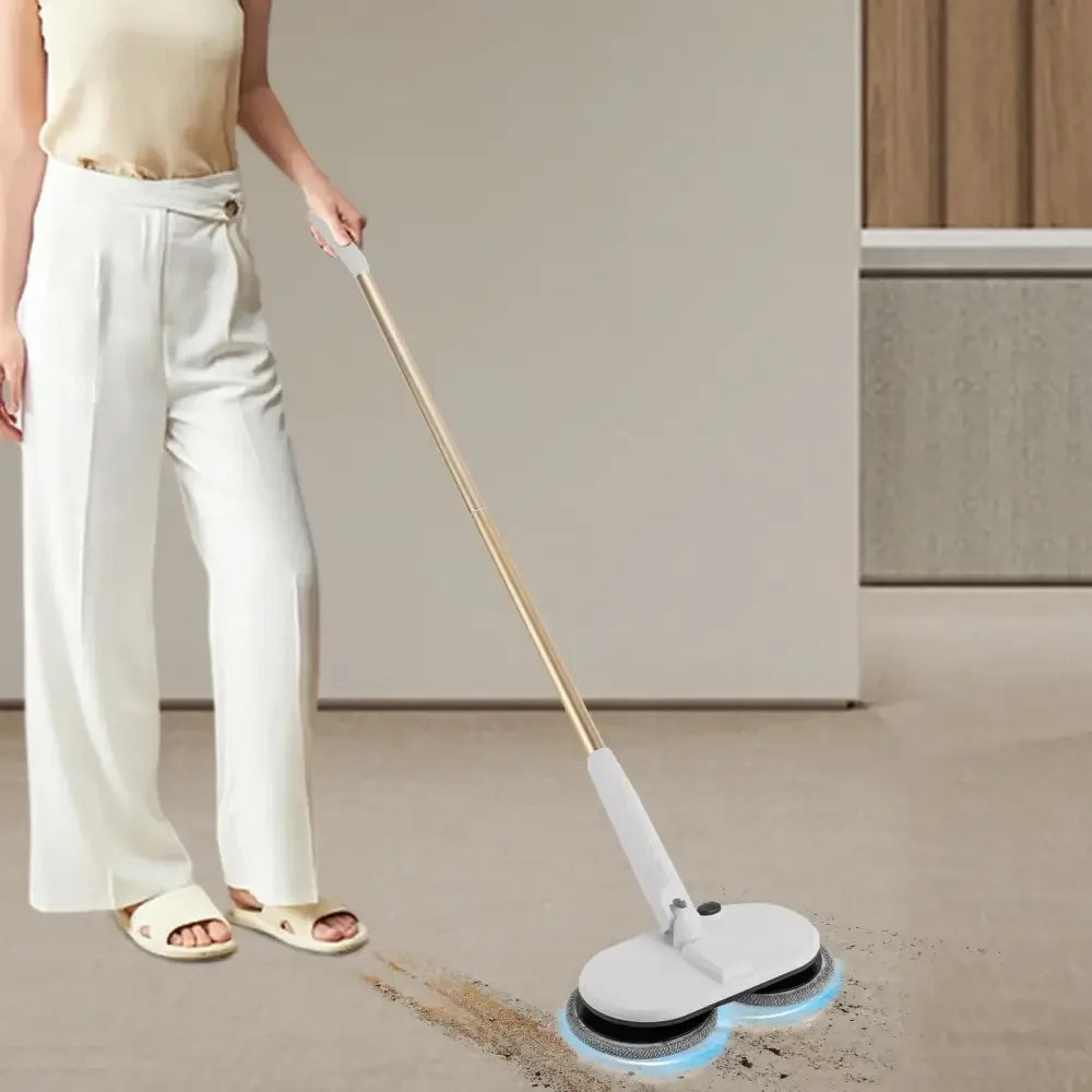 Cordless Electric Spin Mop | Rechargeable Lithium Battery, Adjustable Height & 4 Microfiber Pads -