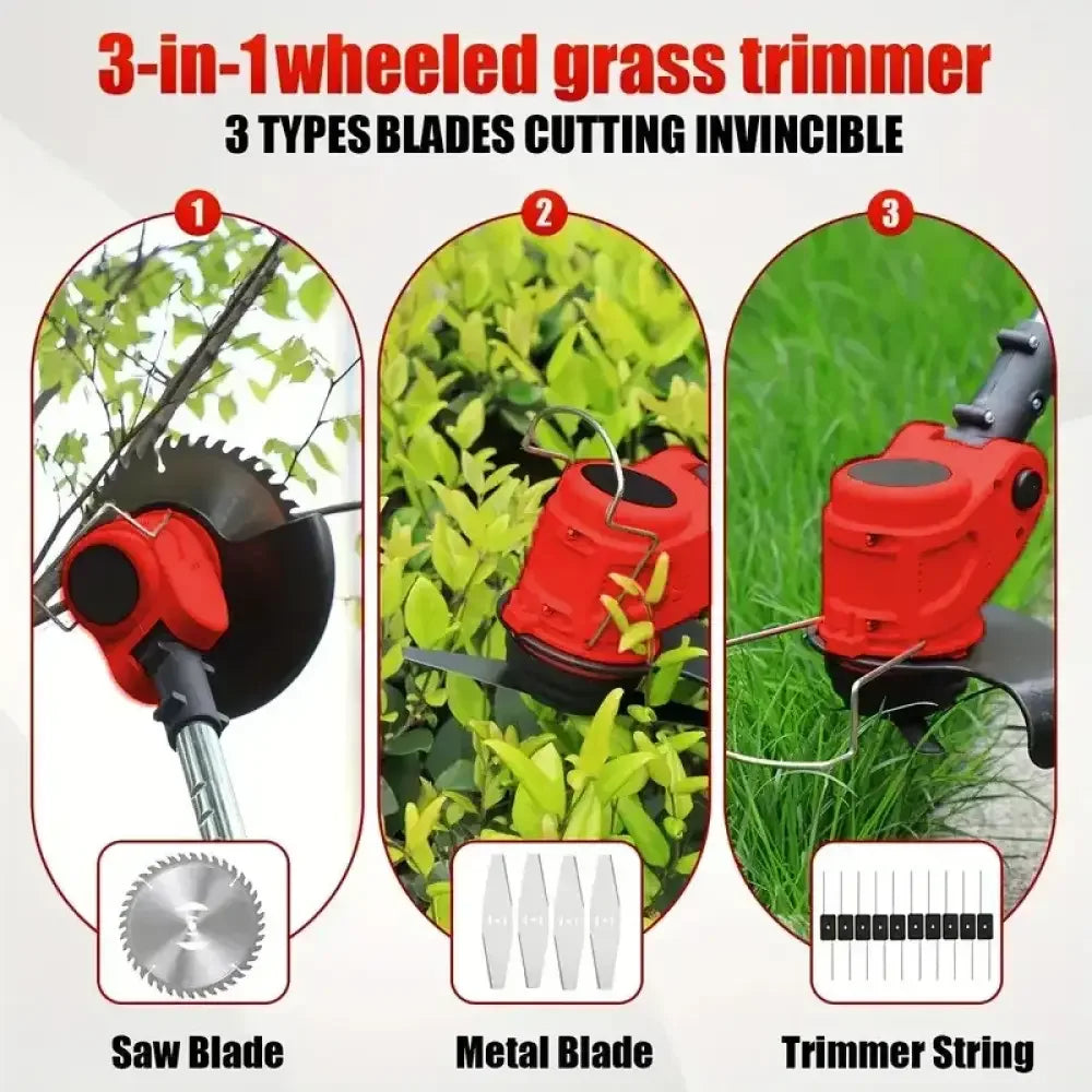 Cordless Lawn Trimmer & Edger with 2 Batteries - RED
