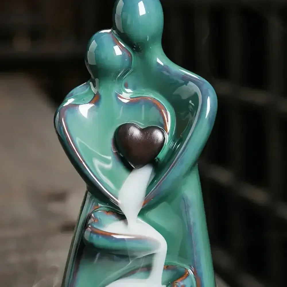 Creative Ceramic Lover Backflow Incense Burner Romantic Censer & Stick Holder Home Decor -