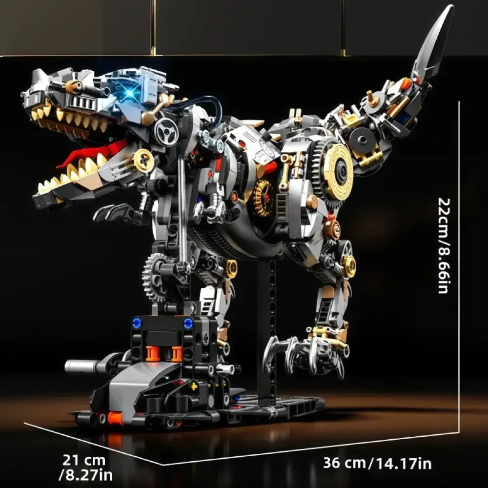 Creative Jurassic Mechanical T-Rex Building Blocks Kit Light-Up Dinosaur Model Assembly Toy - 1268pcs
