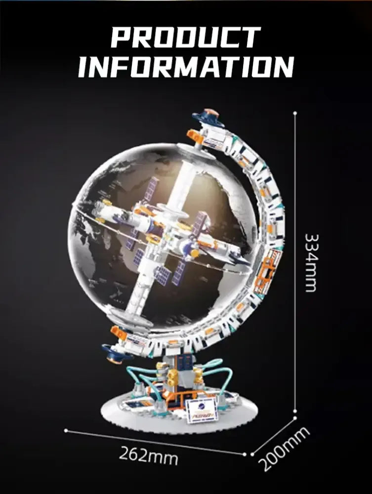Creative Transparent Globe Space Station Building Blocks High Tech Construction Brick Set -