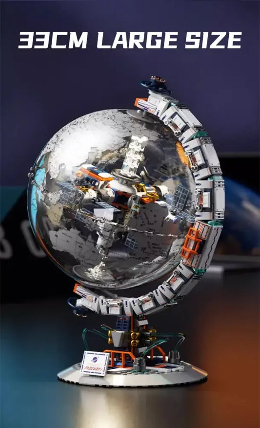 Creative Transparent Globe Space Station Building Blocks High Tech Construction Brick Set -