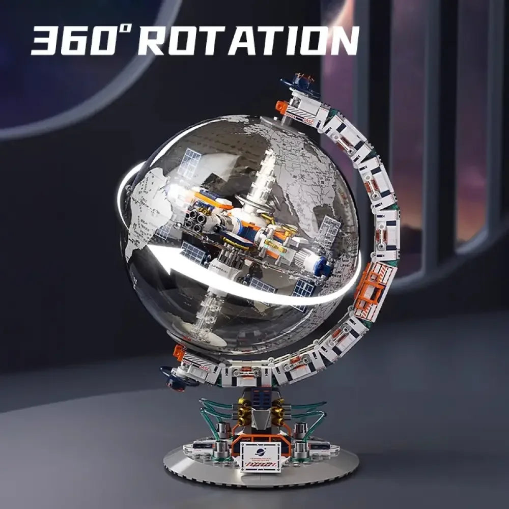 Creative Transparent Globe Space Station Building Blocks High Tech Construction Brick Set -