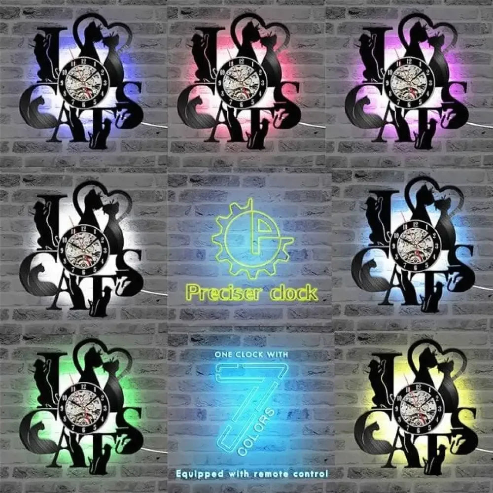 Decorative LED Cat Clock - Gears with LED