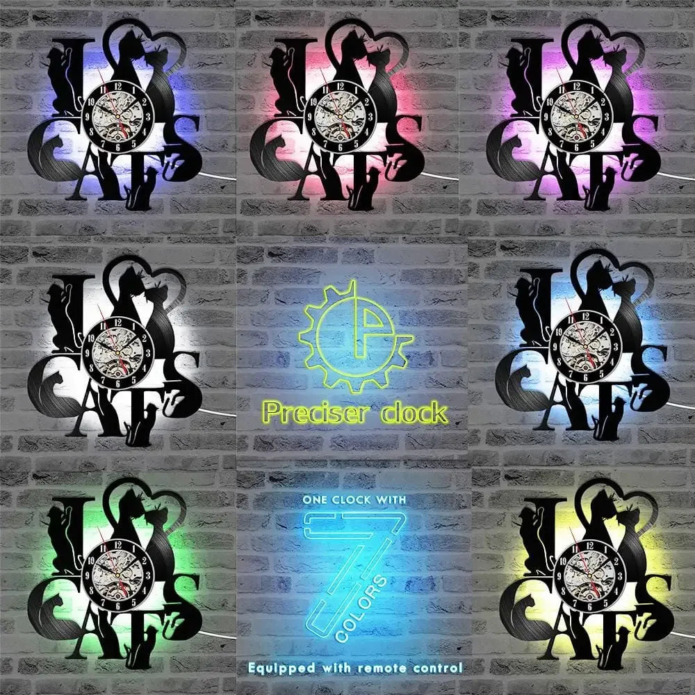 Decorative LED Cat Clock - Gears Look (No LED)
