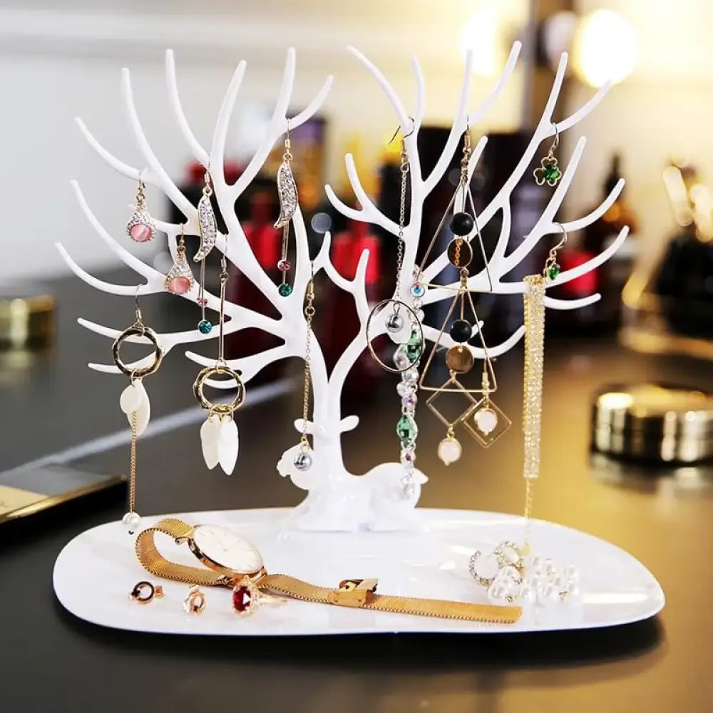 Deer Antler Jewel Stand - White
