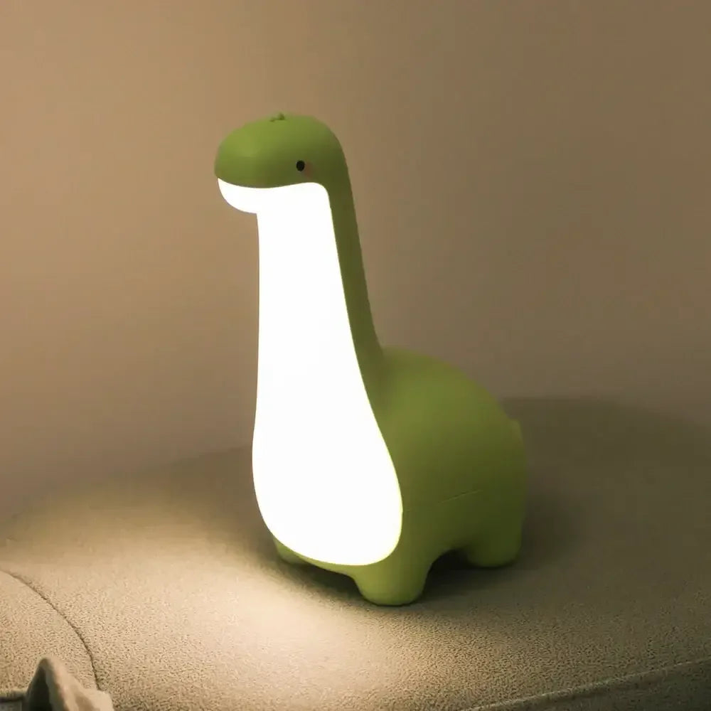 Dinosaur LED Night Light Dimmable Eye-Protection Lamp with 15-Min Timer - Green