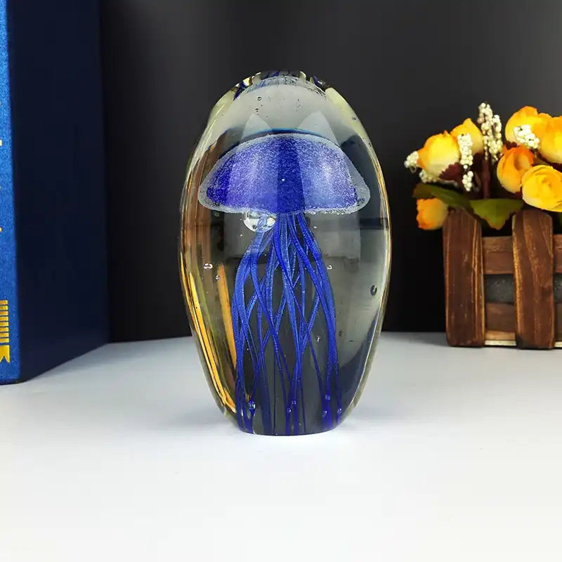 Handmade Glass Jellyfish Paperweight