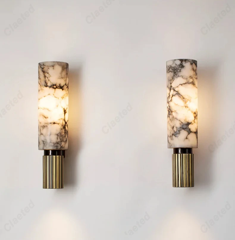 Luxury Retro LED Marble Wall Lamp – Bedside Decorative Lighting