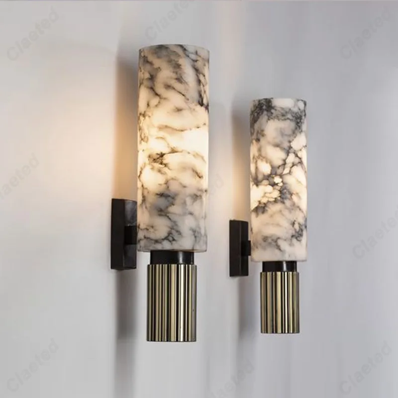 Luxury Retro LED Marble Wall Lamp – Bedside Decorative Lighting