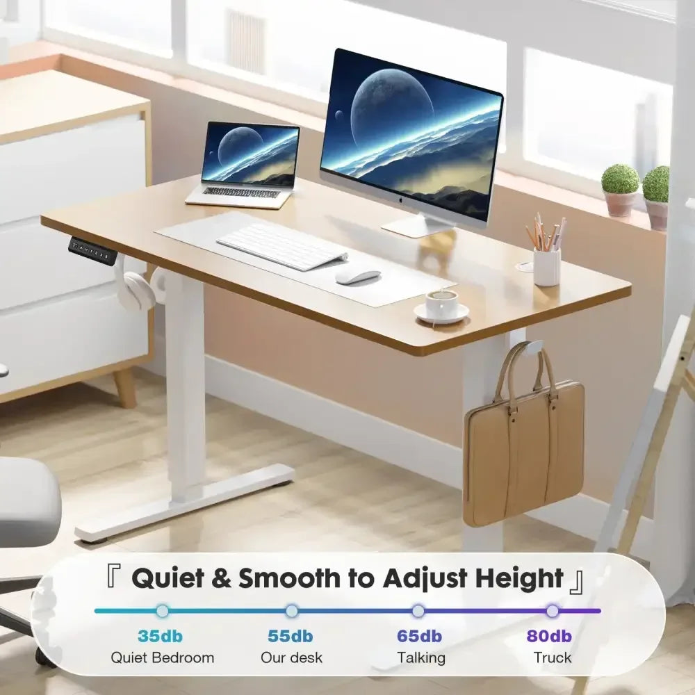 Electric Adjustable Standing Desk - White