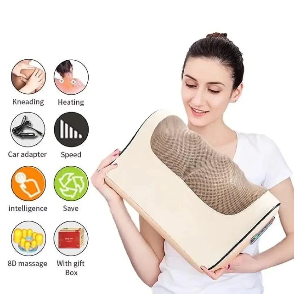Electric Heated Neck And Shoulder Massager - Six-button Gold