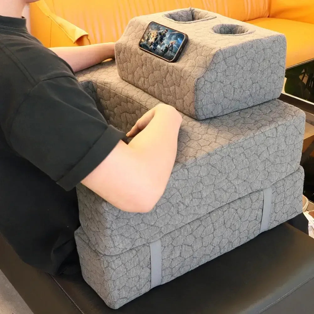 Extra Large Lap Desk Pillow with Cup Holder Gaming & Reading Arm Rest -
