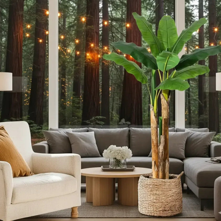 Faux Banana Tree with Planter Artificial Tropical Plant for Home & Office - 5ft