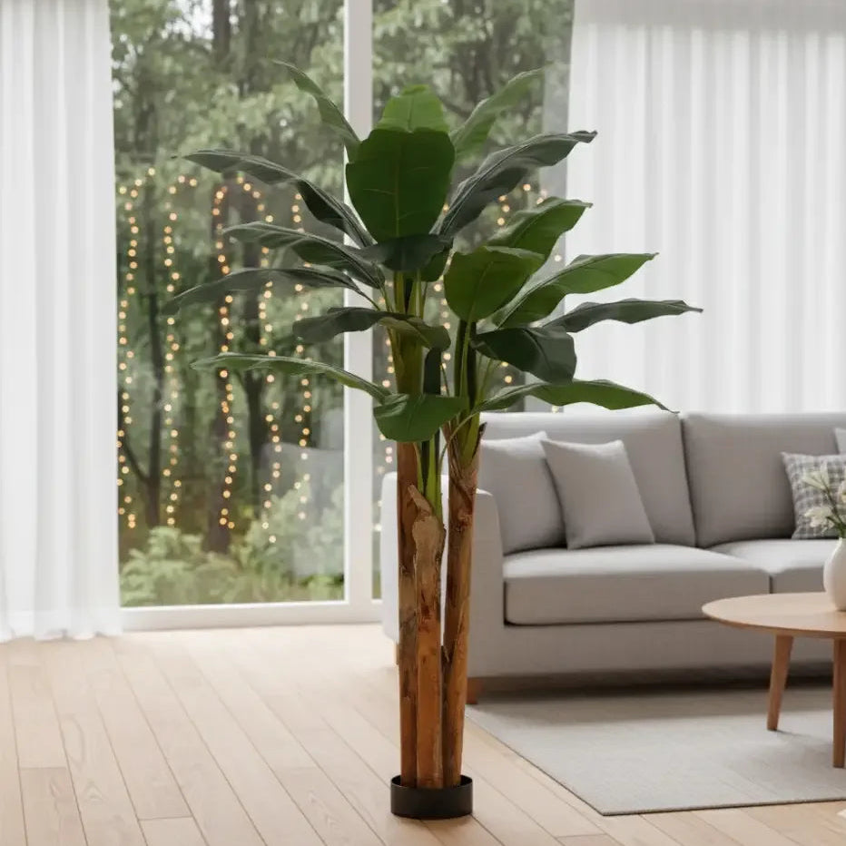 Faux Banana Tree with Planter Artificial Tropical Plant for Home & Office - 5ft
