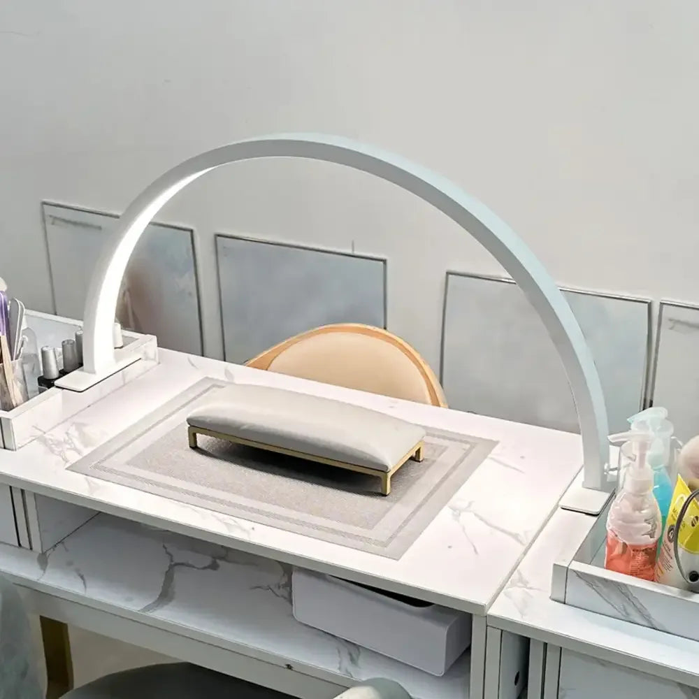 Half-Moon Nail Lamp – 3-Color LED Light for Makeup - white-29inch
