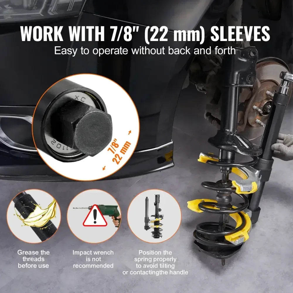 Heavy Duty Strut Spring Compressor Kit with 3 Interchangeable Yokes, 9921 lbs Load Capacity -