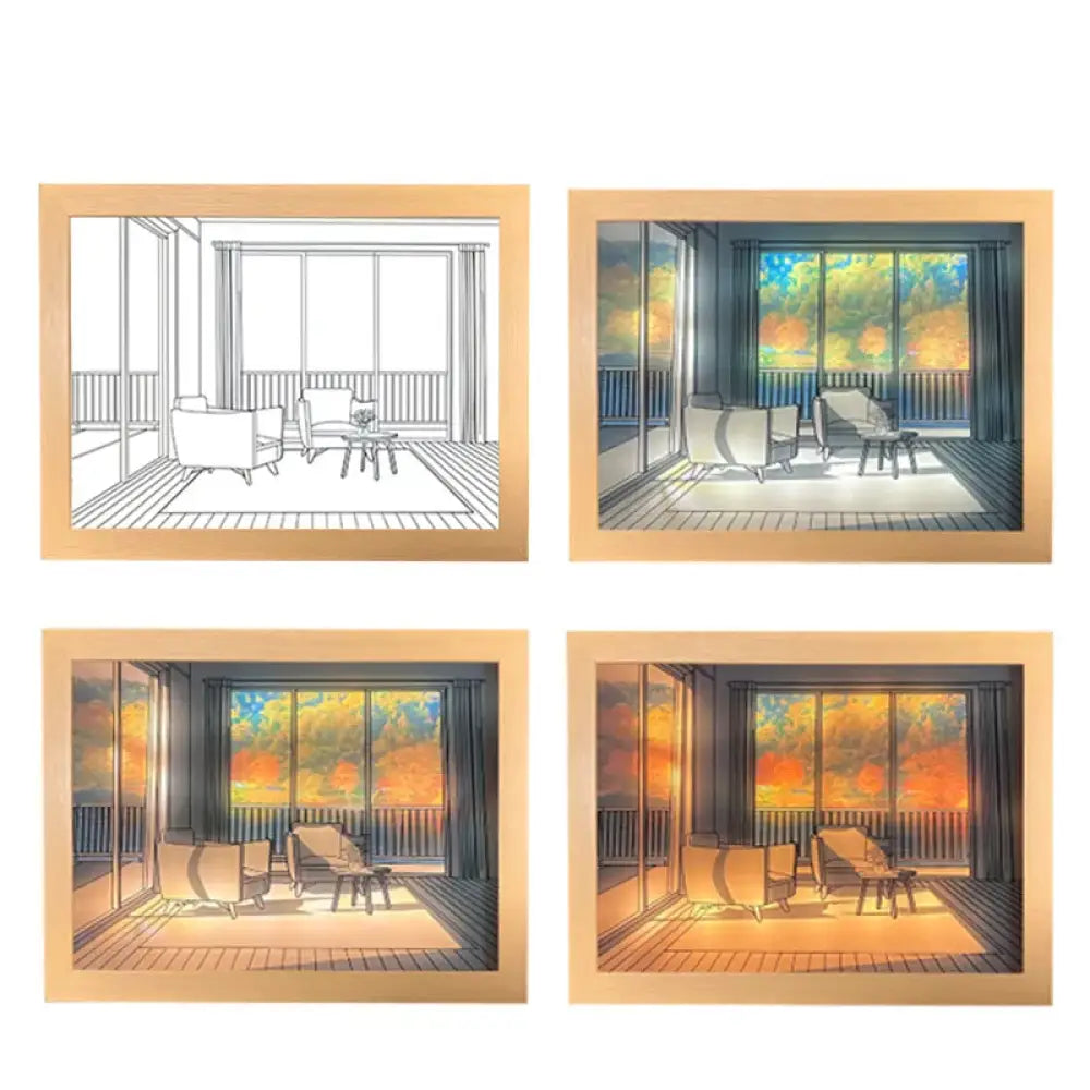 INS Deco Led Light Painting USB Plug Dimming Wall Artwork Table Lamp