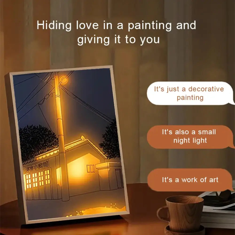 INS Deco Led Light Painting USB Plug Dimming Wall Artwork Table Lamp
