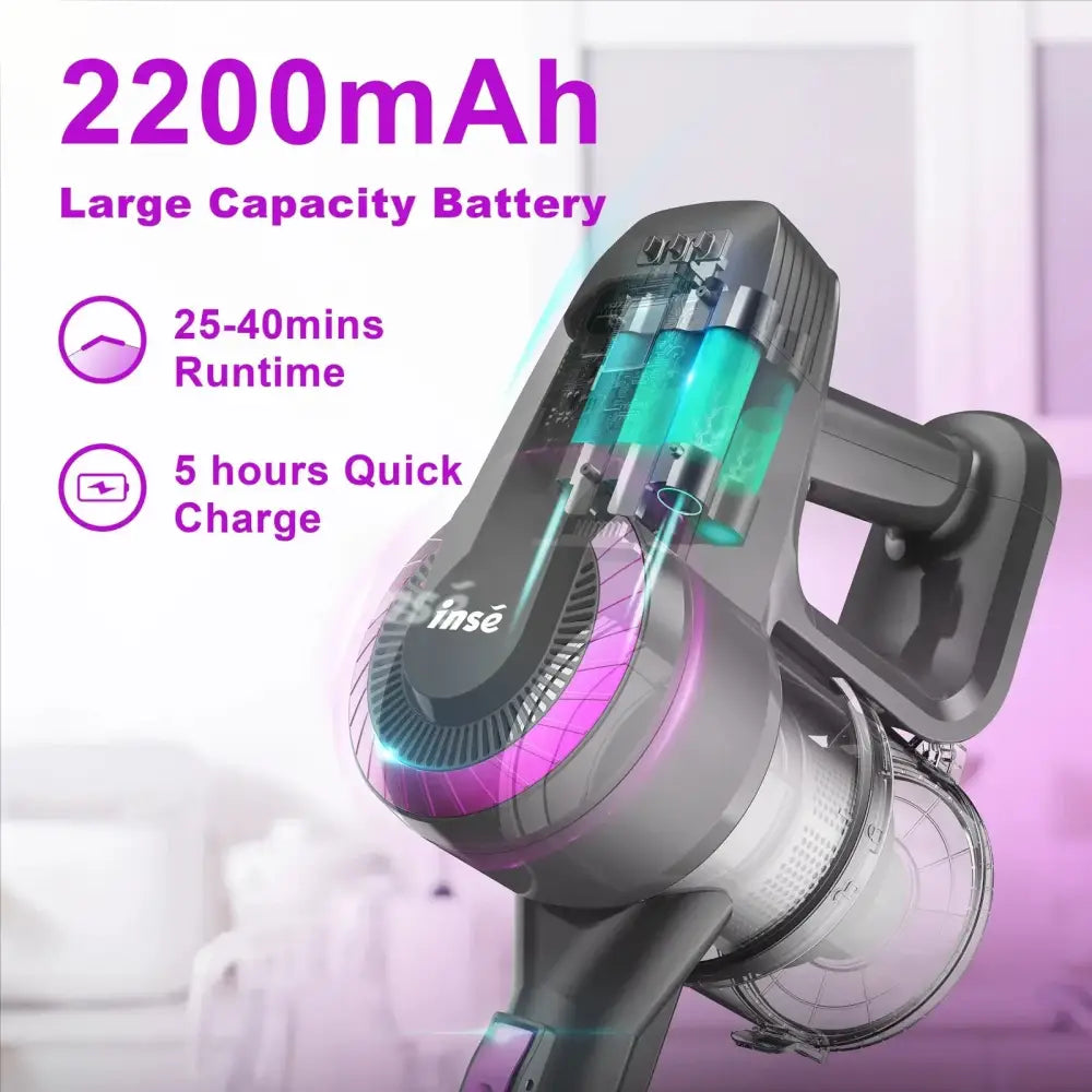 INSE N370 Cordless Vacuum Cleaner – 20 Kpa Ultra 6-in-1 Lightweight Stick & Handheld Vacuum for Home, Pets, and Car Cleaning