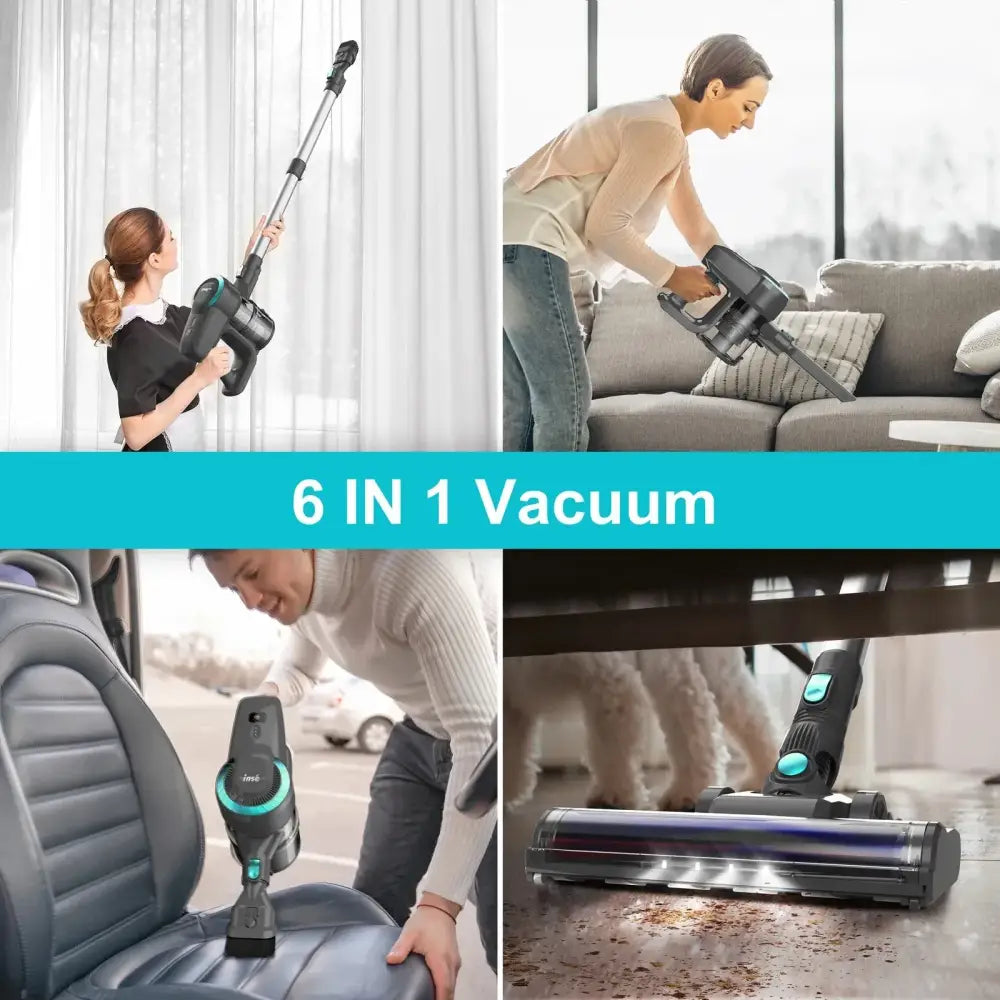 INSE N370 Cordless Vacuum Cleaner – 20 Kpa Ultra 6-in-1 Lightweight Stick & Handheld Vacuum for Home, Pets, and Car Cleaning