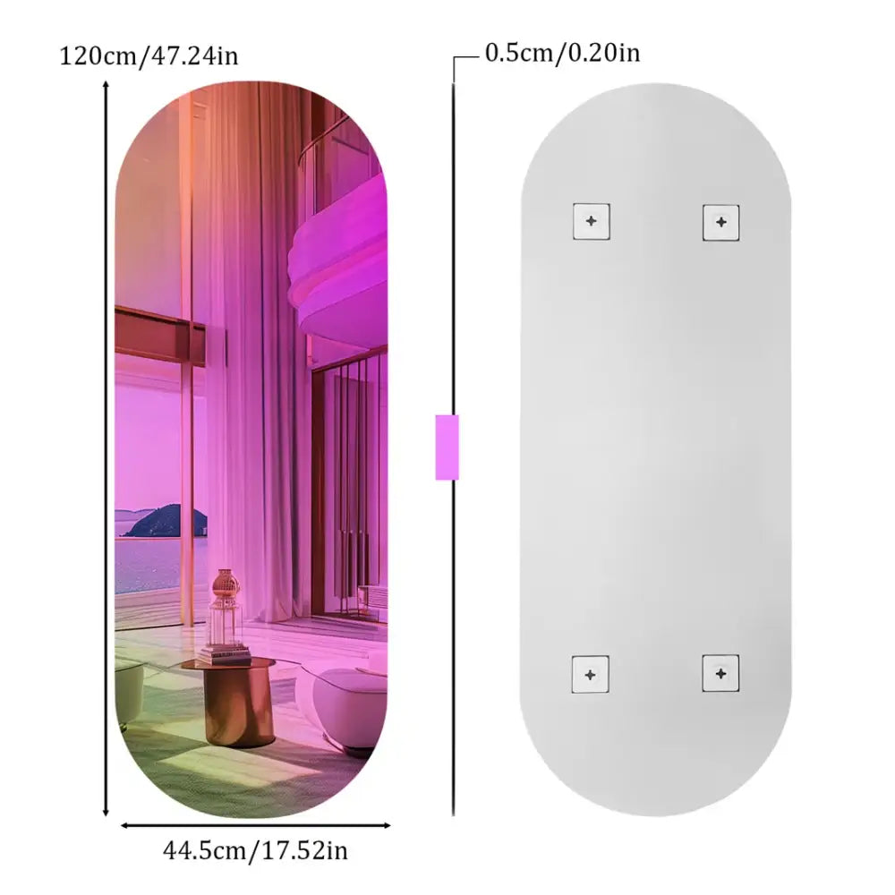 Iridescent Rainbow Wall Mirror Aesthetic Full-Length Glass Accent