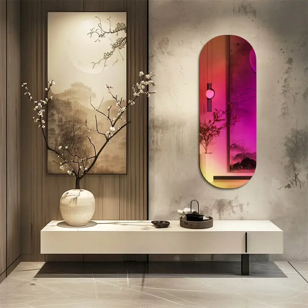 Iridescent Rainbow Wall Mirror Aesthetic Full-Length Glass Accent