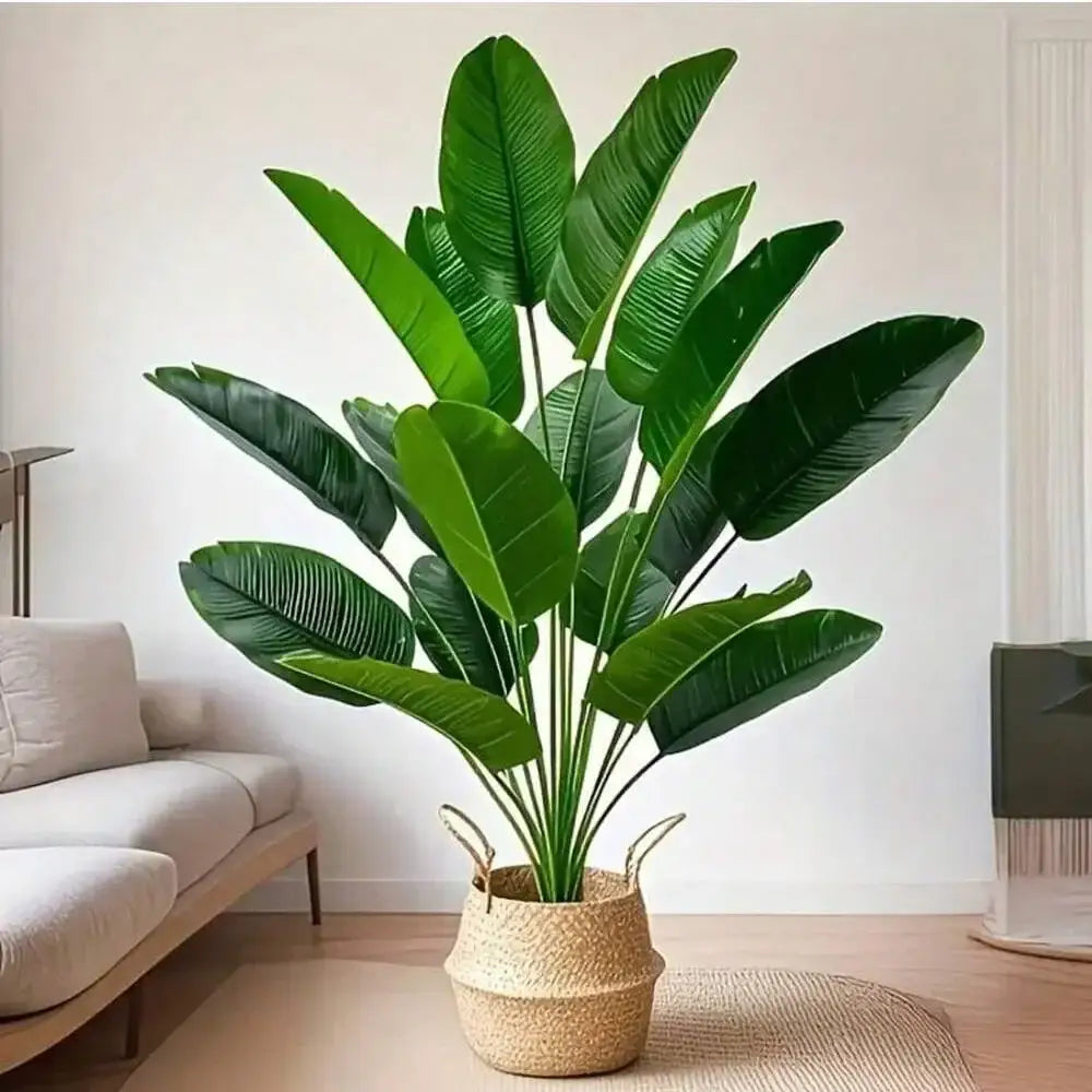 Large Artificial Tropical Palm/Banana Leaves (12/24 Pcs) | Real Touch Fake Plants for Decor