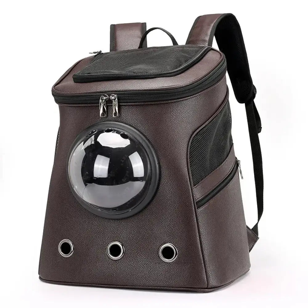 Großer Haustier-Rucksack aus PU-Leder für Katzen und Hunde