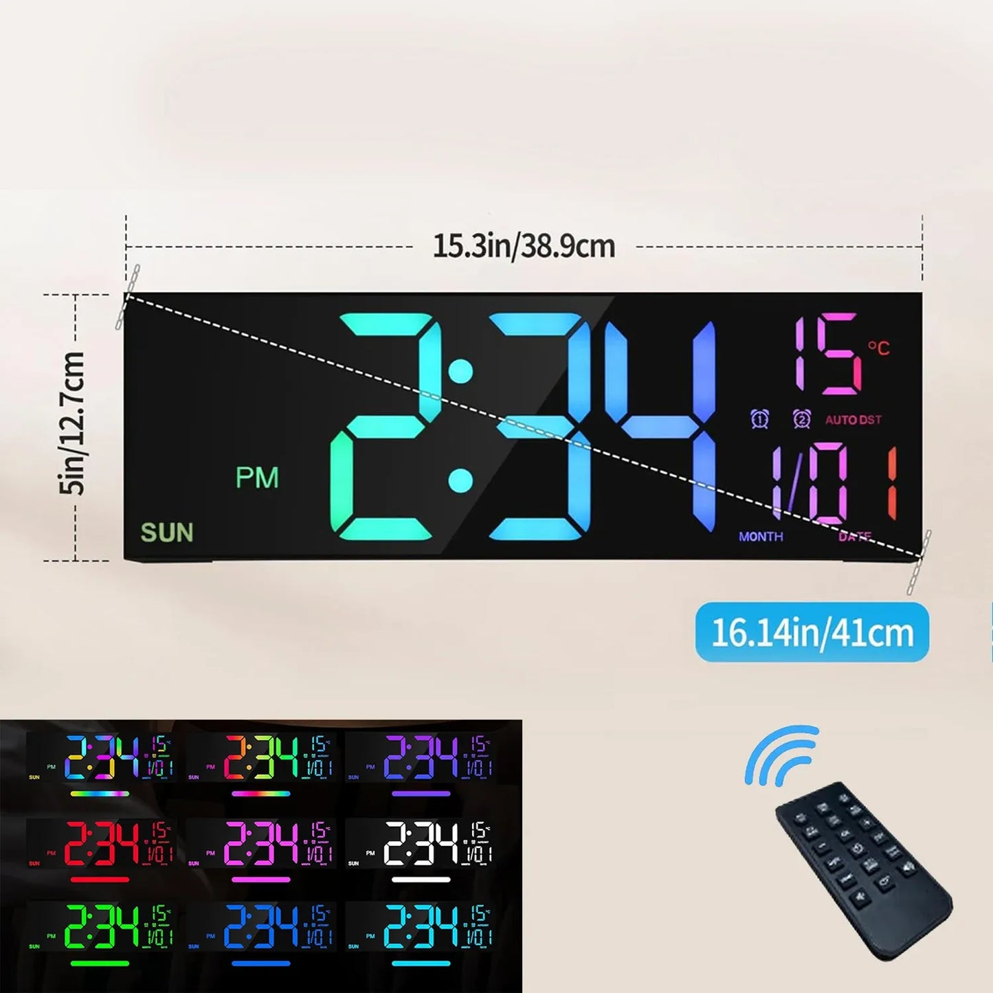 LED Digital Wall Clock with Remote Control