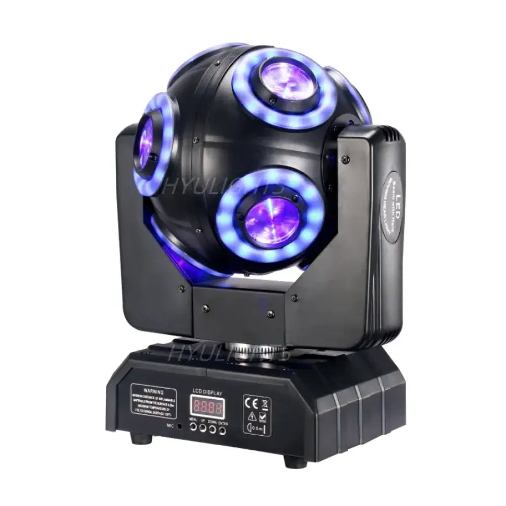 LED Moving Head 'Football' Light 360° Infinite Rotation, Halo RGB & Beam Effect