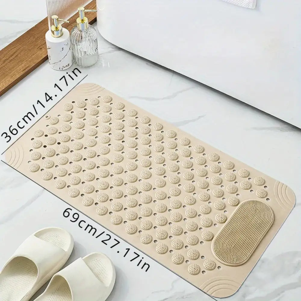 Light Blue Non-Slip PVC Bath Mat Oblong Massage Nubs & Safety Rug