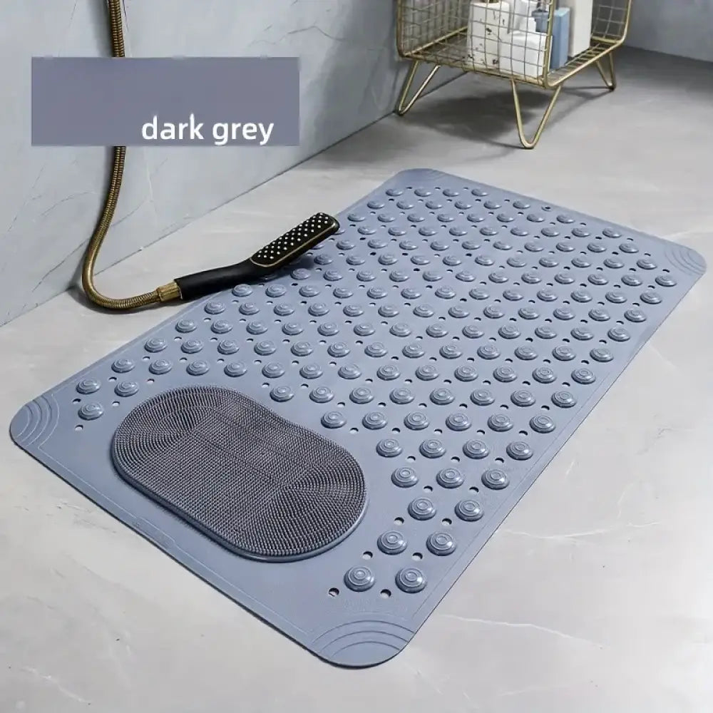 Light Blue Non-Slip PVC Bath Mat Oblong Massage Nubs & Safety Rug