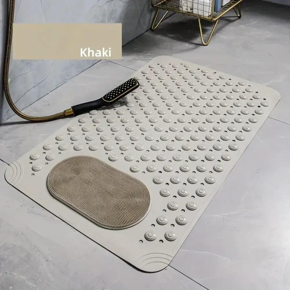 Light Blue Non-Slip PVC Bath Mat Oblong Massage Nubs & Safety Rug