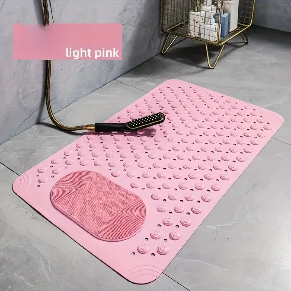 Light Blue Non-Slip PVC Bath Mat Oblong Massage Nubs & Safety Rug