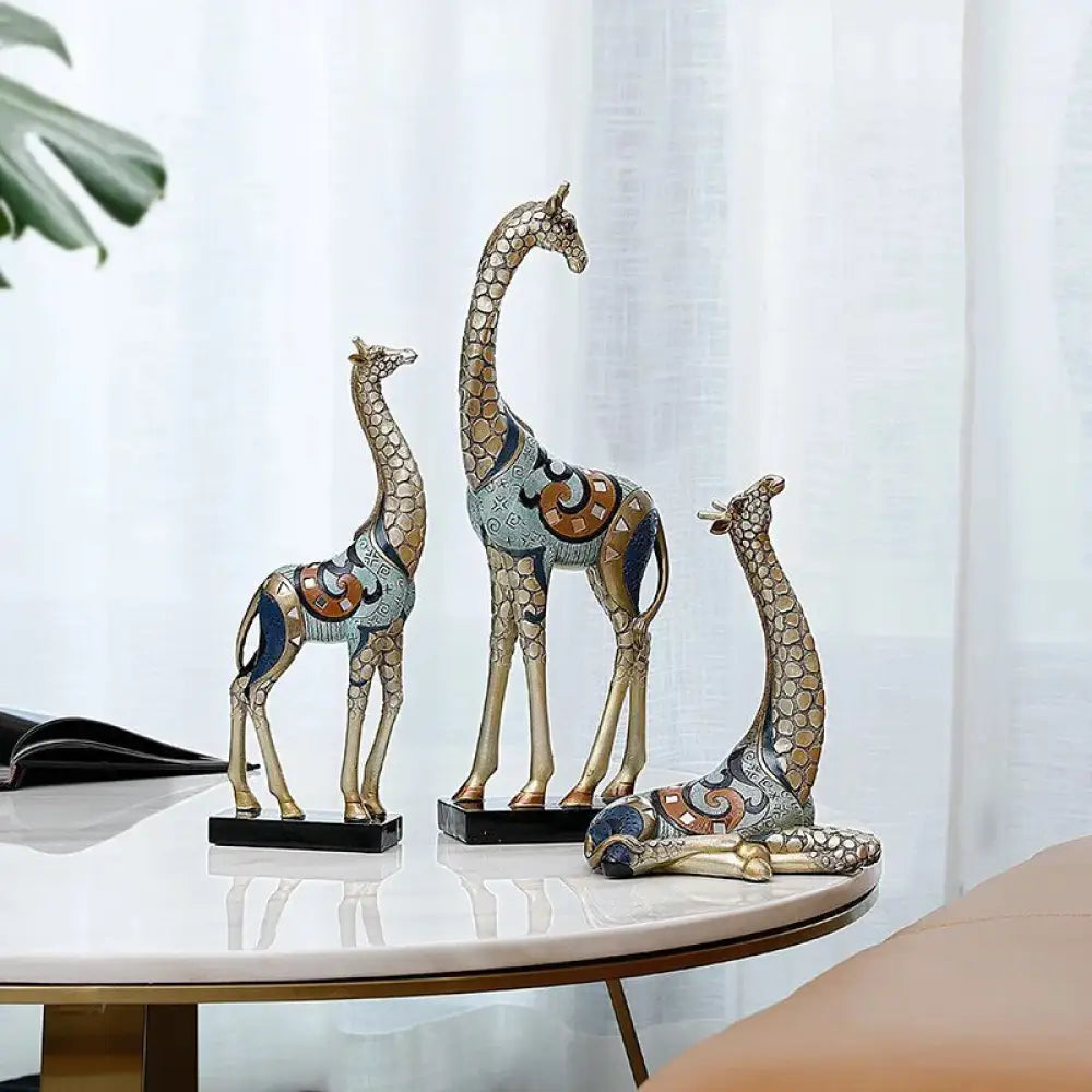 Figurine Statue en Résine Girafe Élan PORTE-BONHEUR Décoration Maison Salon Artisanat Sculpture