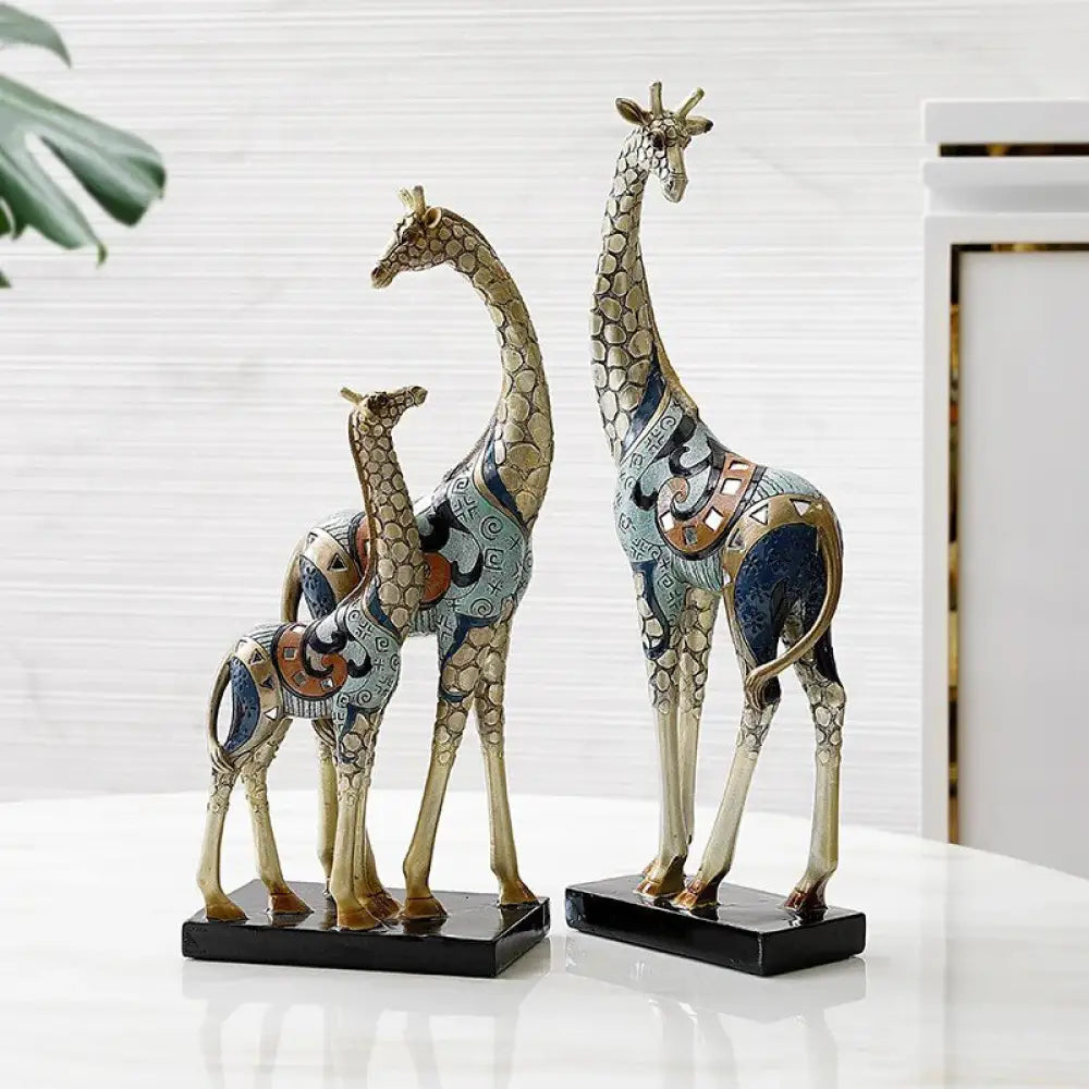 Figurine Statue en Résine Girafe Élan PORTE-BONHEUR Décoration Maison Salon Artisanat Sculpture