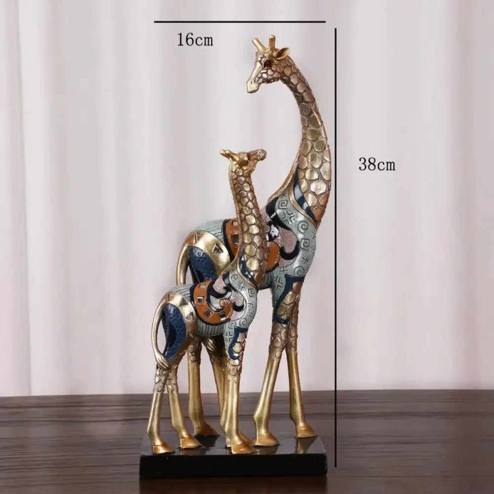 Figurine Statue en Résine Girafe Élan PORTE-BONHEUR Décoration Maison Salon Artisanat Sculpture