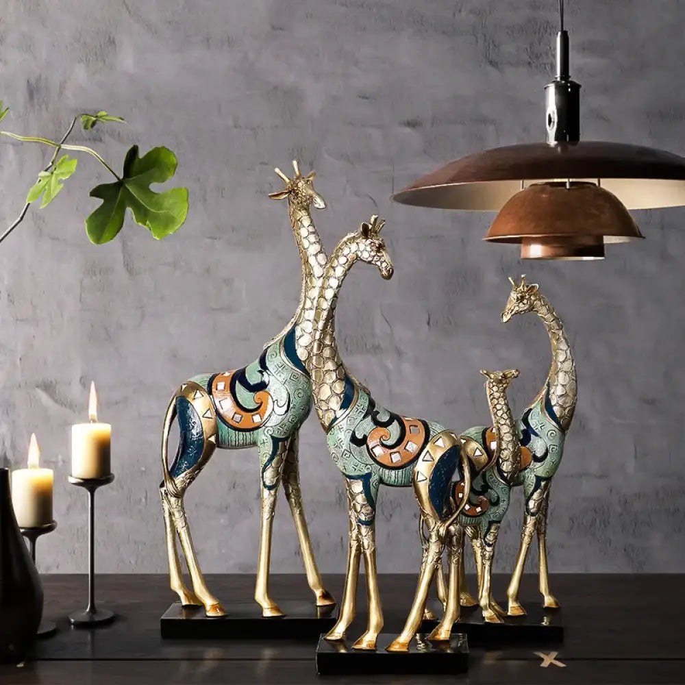 Figurine Statue en Résine Girafe Élan PORTE-BONHEUR Décoration Maison Salon Artisanat Sculpture