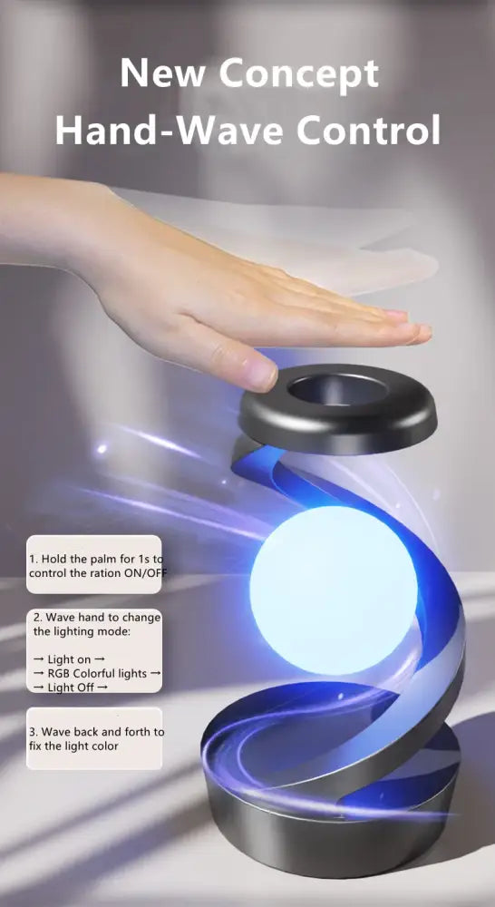 Rotating Floating Lamp with 15W Wireless Charger & RGB Atmosphere Light