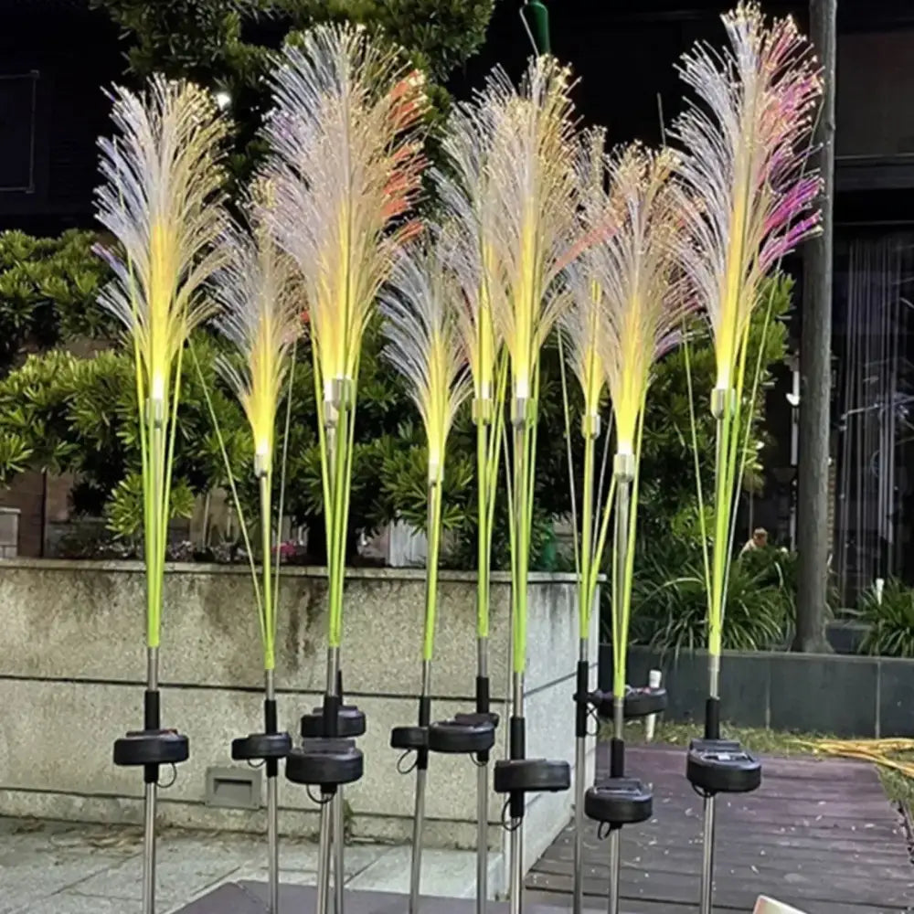 Solar Fiber Optic Garden Reed Lamp Outdoor Waterproof LED Lawn Light