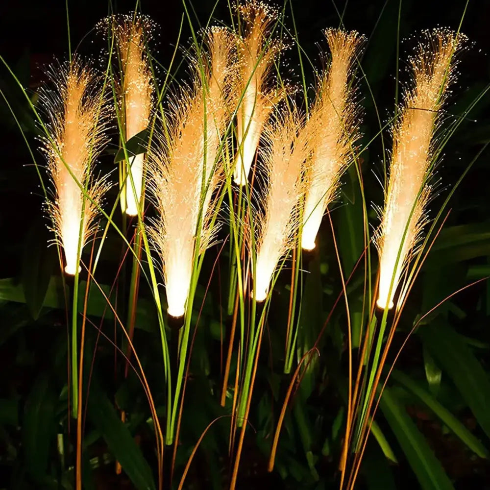 Solar Fiber Optic Garden Reed Lamp Outdoor Waterproof LED Lawn Light