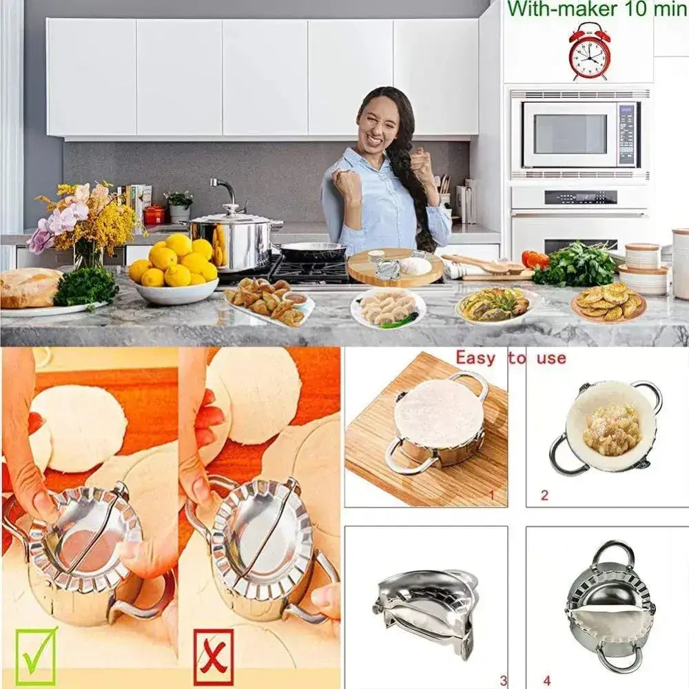 Stainless Steel Dumpling Maker Press Ravioli, Pierogi & Pastry Wrapper Mold for Easy Kitchen Prep