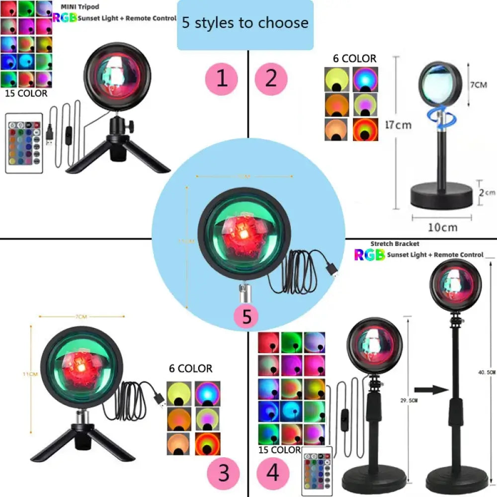 Sunset Projector Lamp Rainbow Atmosphere Night Light