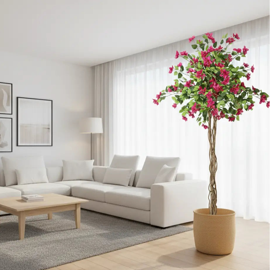 Artificial Bougainvillea Tree – Pink Flowers, Wood Trunk 5-6FT