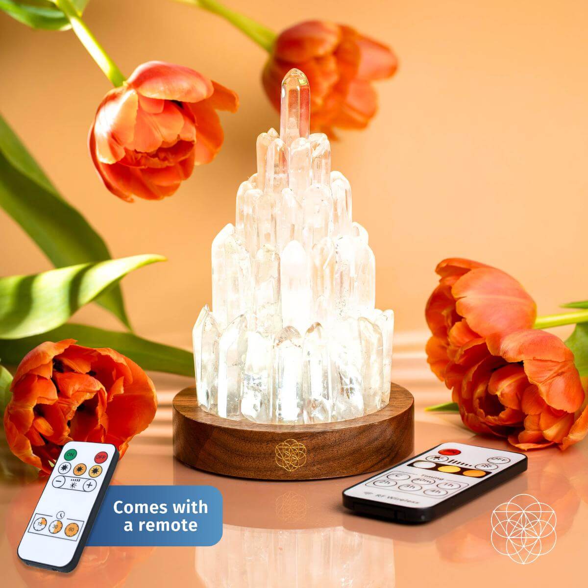 La lampe tour de manifestation en quartz clair