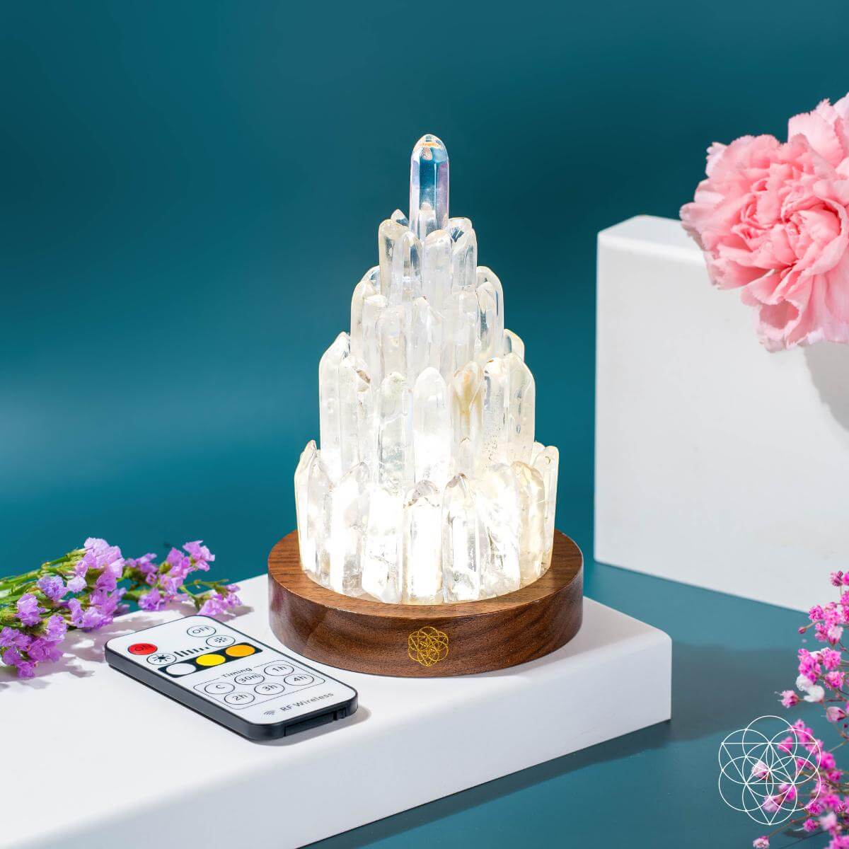 La lampe tour de manifestation en quartz clair