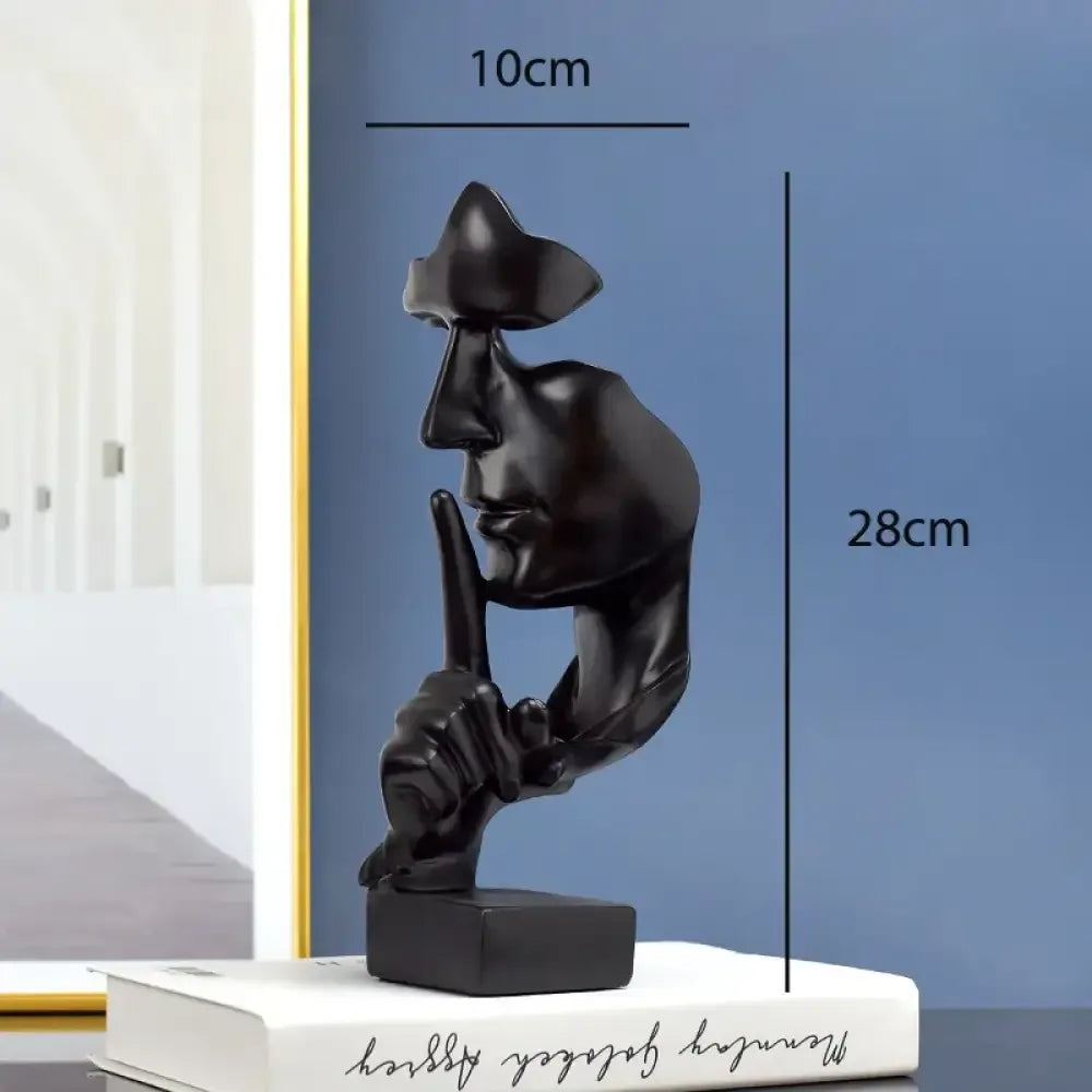 Abstract Thinker Sculpture – “Silence” Modern Resin Art Statue - Gold