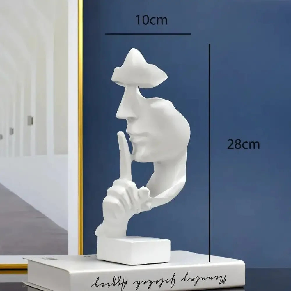 Abstract Thinker Sculpture – “Silence” Modern Resin Art Statue - Gold
